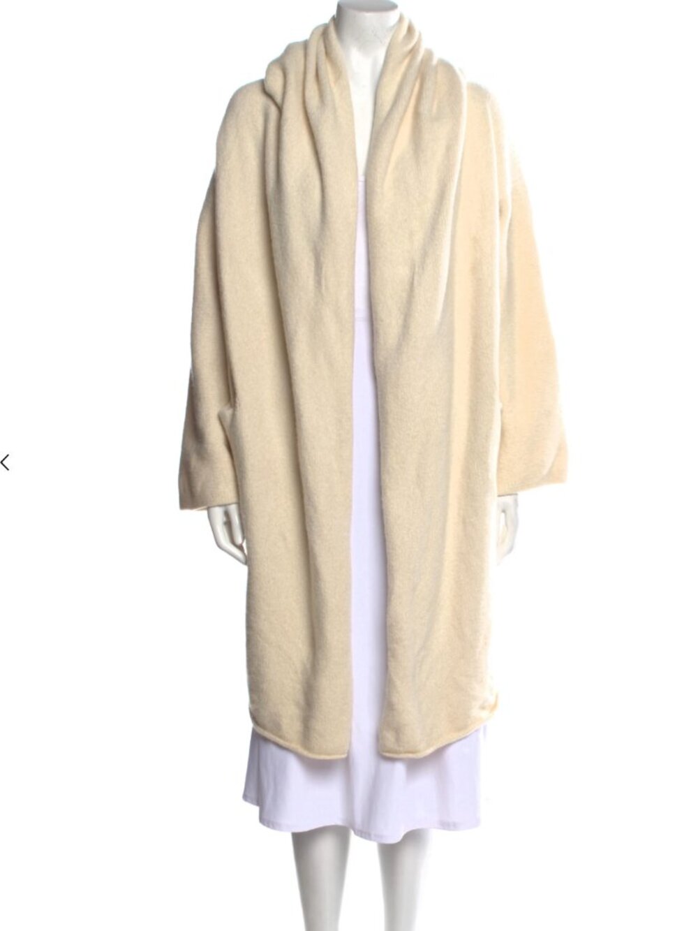 Lauren Manoogian Cashmere Open Front Long Cardigan Sweater Coat Cream Ivory S